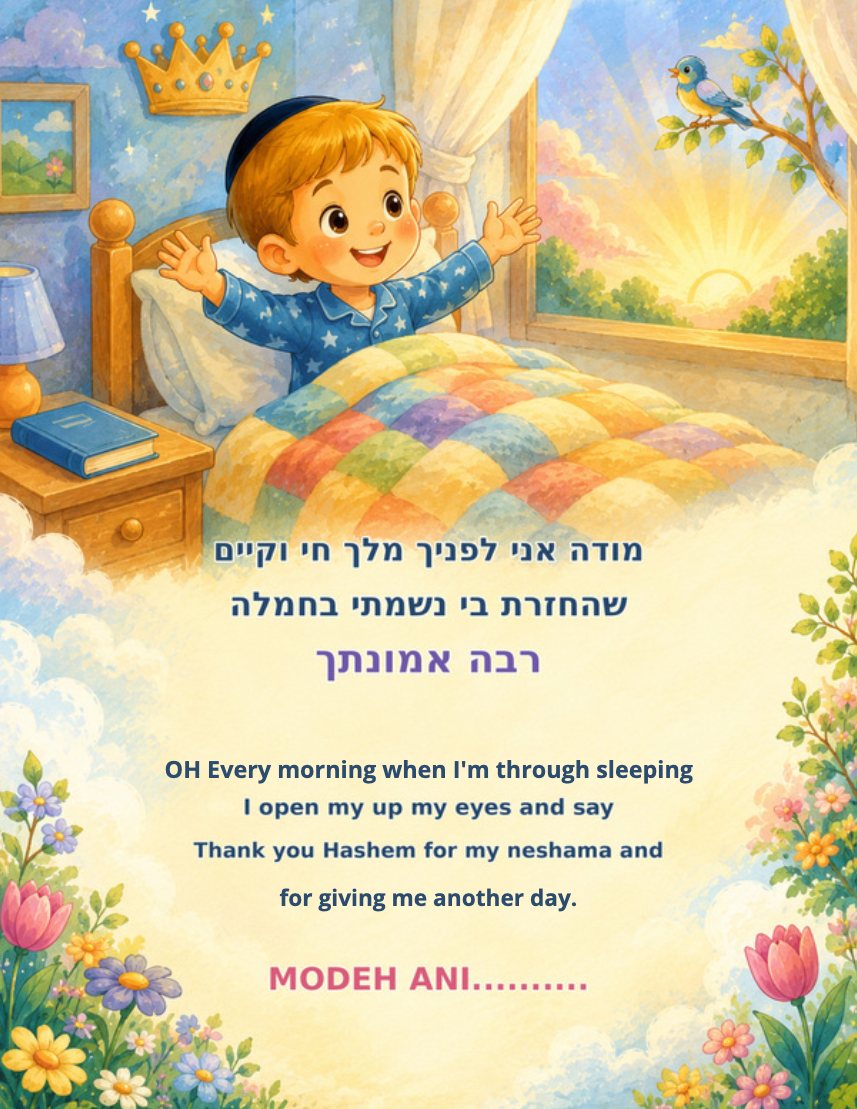Modeh Ani page from My Siddur